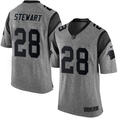 Nike Panthers #28 Jonathan Stewart Gray Men's Stitched NFL Limited Gridiron Gray Jersey - Click Image to Close